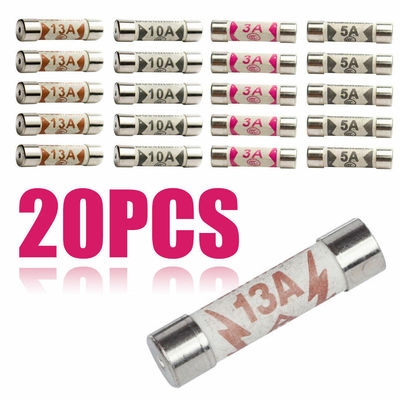 25pc 20A/10A/5A/3A/13A Fuse Domestic Cartridge Plug Household Mains Fuses Fuse